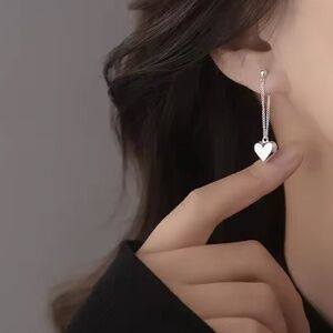 Silver Heart Shaped Pendant Earrings